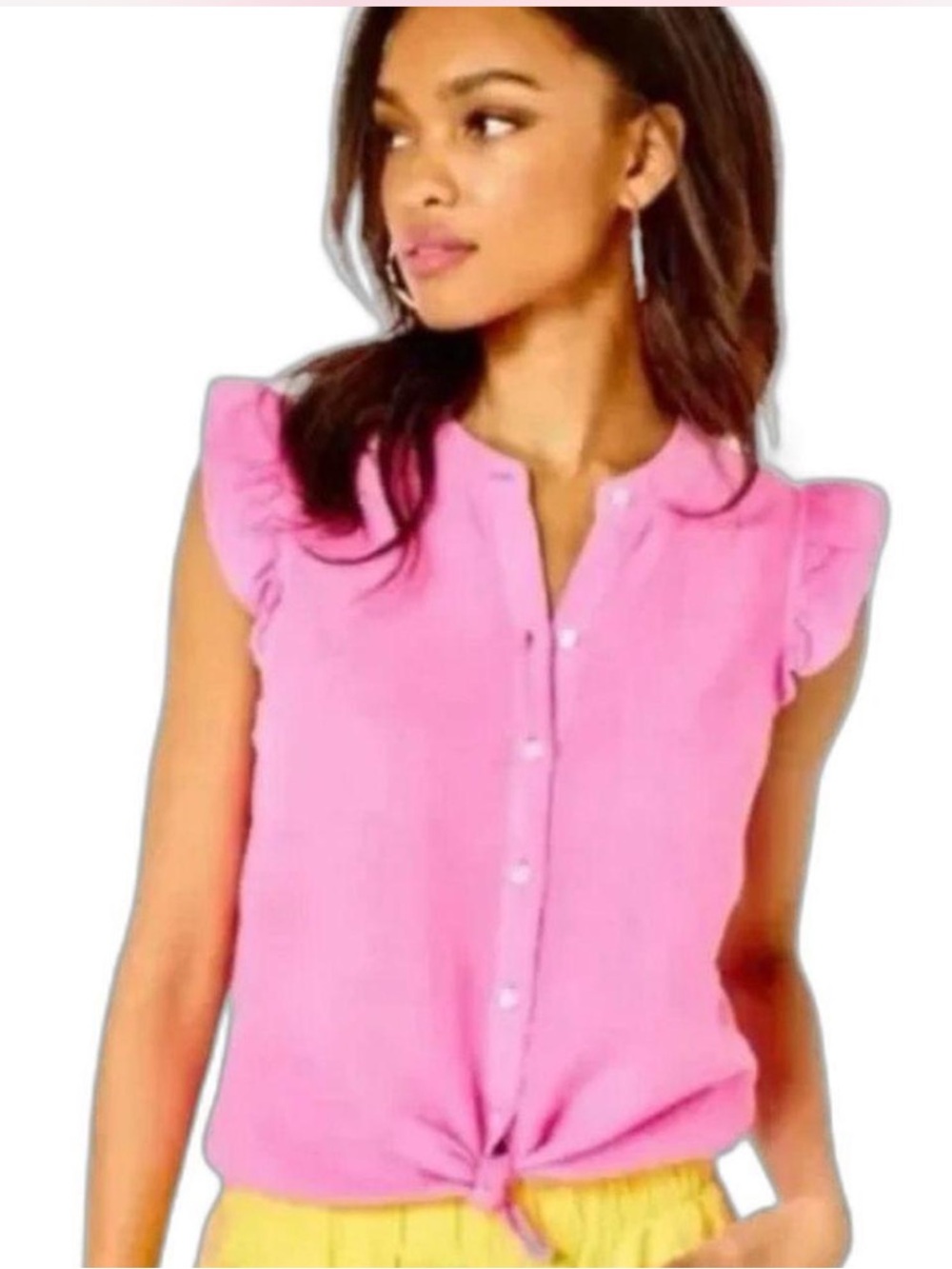 Lilly Pulitzer Briette Button Down Top in Pink Isle Size XL